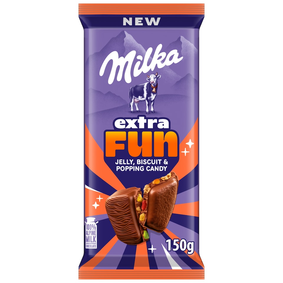 MILKA JELLY POPPING CANDY CHOCOLATE TABLET 150g
