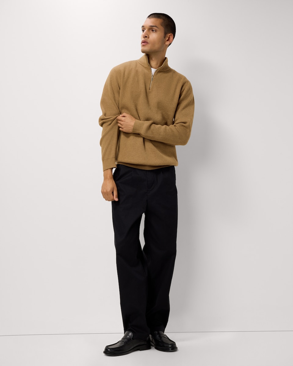 image 1 of F&F Ribbed Half Zip Jumper in Camel