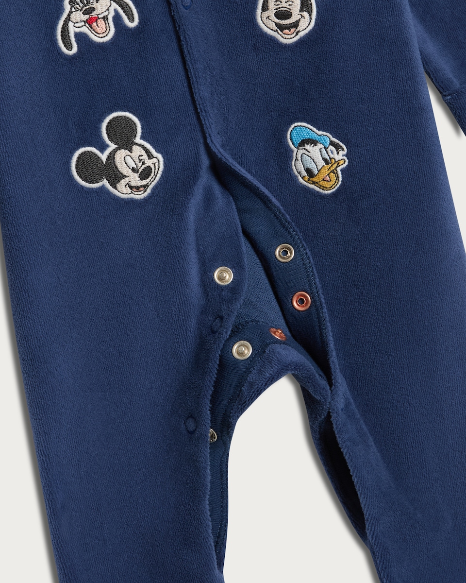 image 1 of Disney Mickey Mouse & Friends Velour Sleepsuit in Navy
