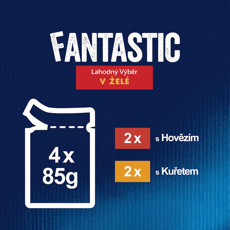 obrázok 1 z Felix Fantastic kapsičky pre mačky hovädzie, kura v želé 4 x 85 g