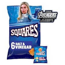 Walkers Squares Salt & Vinegar Multipack Snacks Crisps 6x22g