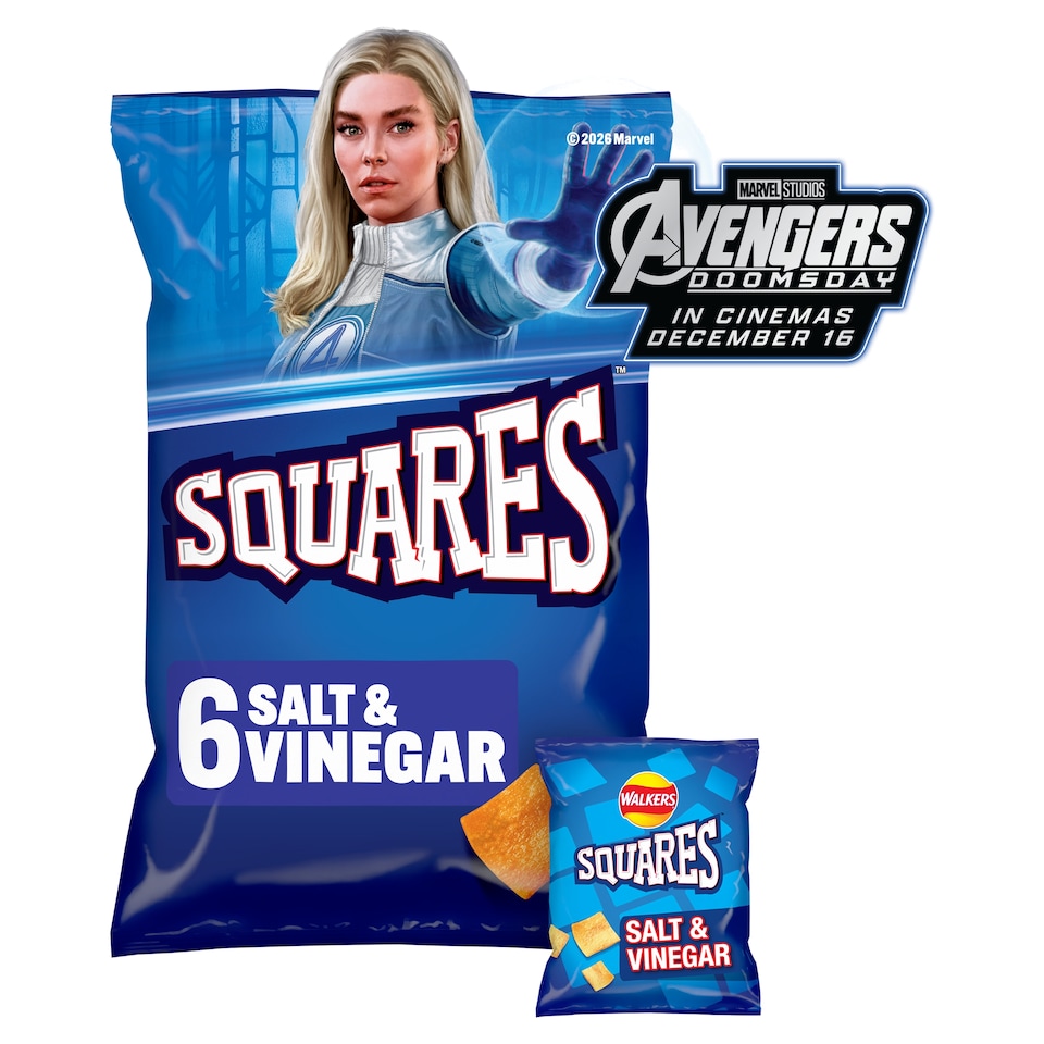 image 1 of Walkers Squares Salt & Vinegar Multipack Crisps 6x22g