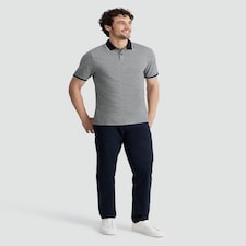 F&F Cotton Rich Geometric Print Polo Shirt in Navy