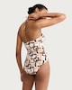 image 3 of F&F Chain Print Halter Neck Bandeau Swimsuit in Multi Orange