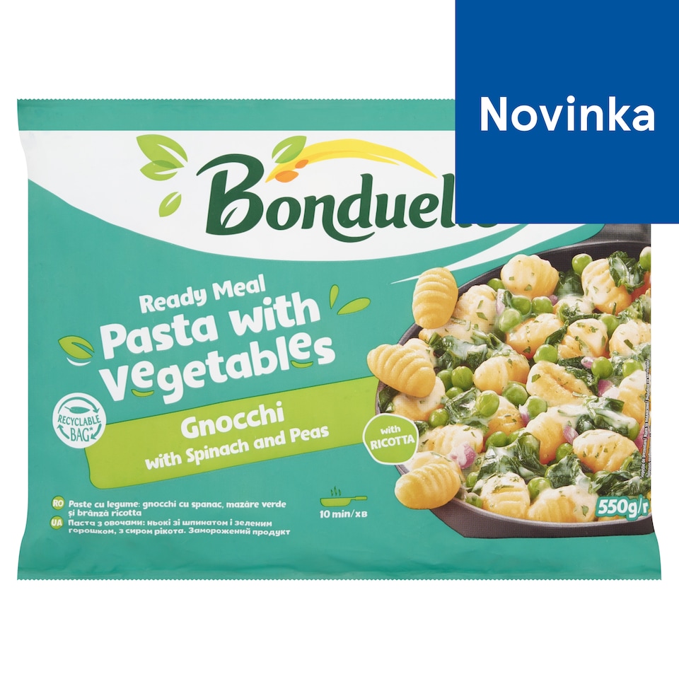 obrázok 1 z Bonduelle Gnocchi so špenátom a hráškom 550 g