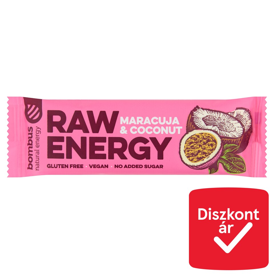 bombus Raw Energy Maracuja & Coconut gyümölcs szelet 50 g  1. kép