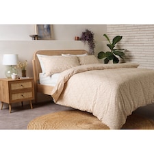 F&F Home Natural Woodblock Floral Duvet Set Double