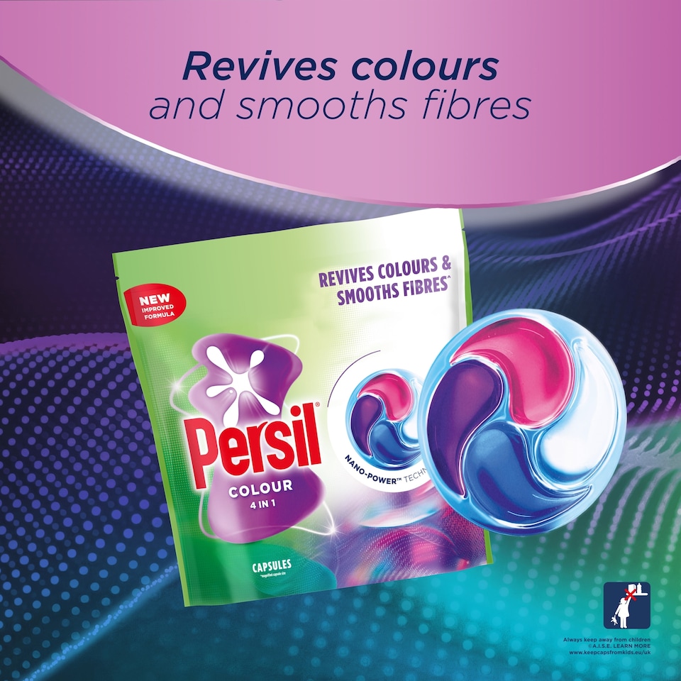 image 1 of Persil Colour 4 in 1 Laundry Washing Detergent Capsules Large Pack 34 Washes 462g