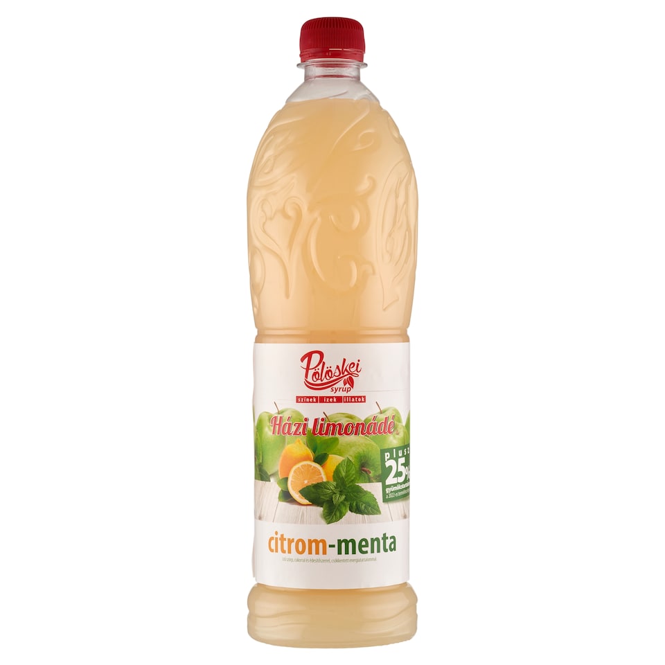 Pölöskei Lemon-Mint Flavoured Syrup with Reduced Energy Content with Sugar and Sweetener 1 l