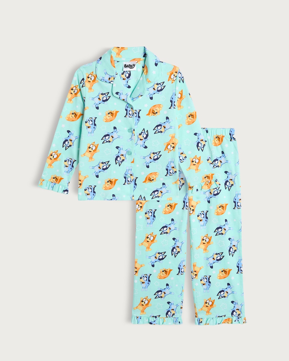 image 1 of Bluey Pure Cotton Revere Pyjama Set in Multi