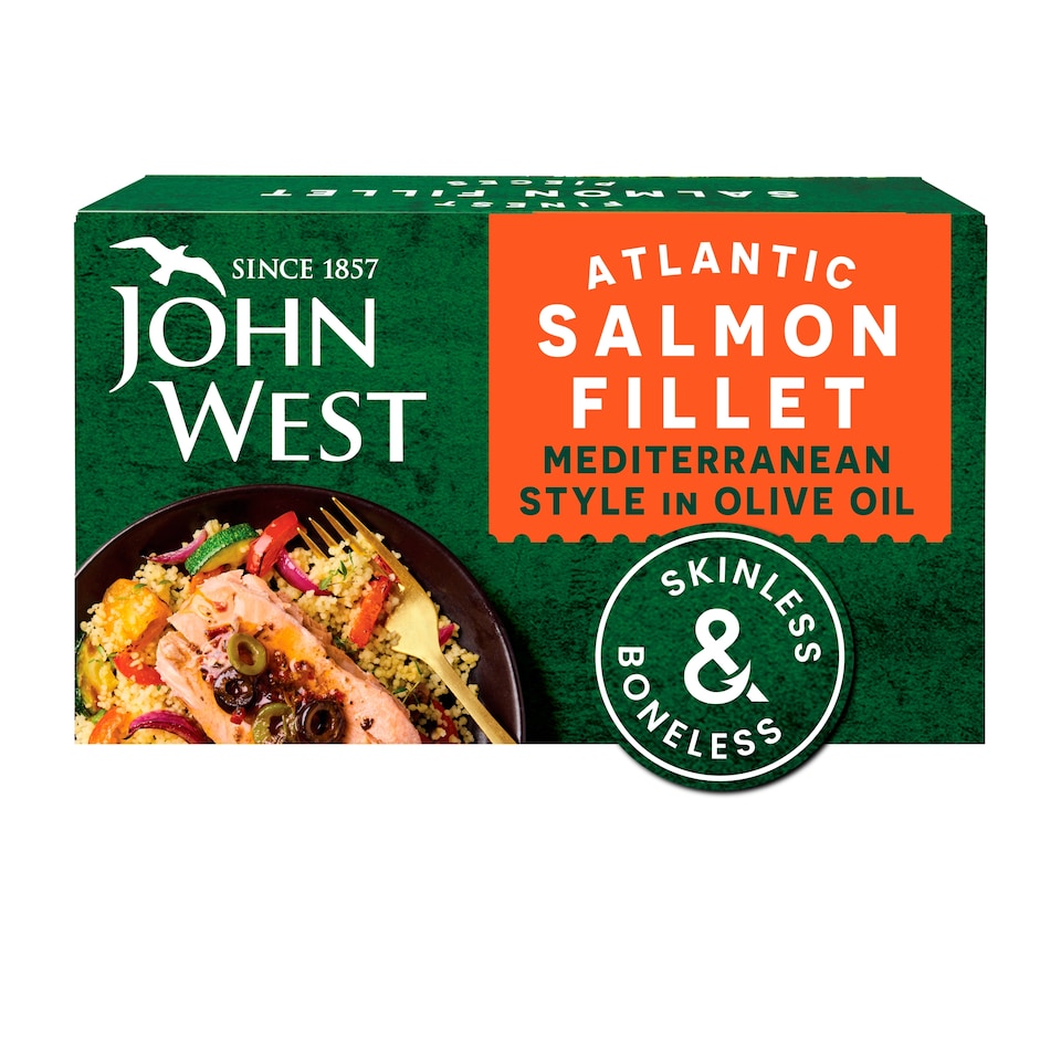 image 1 of John West Atlantic Salmon Fillet Mediterranean Style in Olive Oil 115g