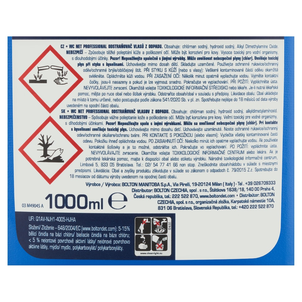 Obrázek 1 pro produkt WC Net Professional Odstraňovač vlasů z odpadu 1000ml