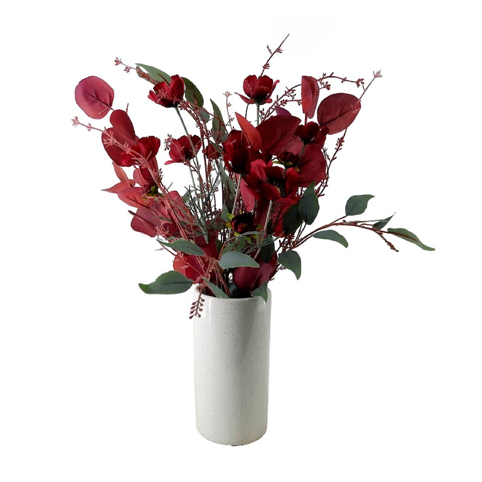 Bayswood artificial Red Euca In Ceramic Jug