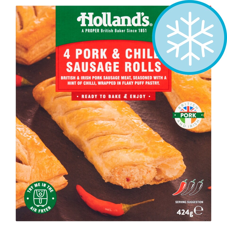 Holland's 4 Pork & Chilli Sausage rolls 424g