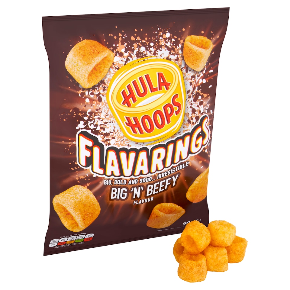 image 1 of " Hula Hoops Flavarings Big'N'Beefy Sharing Crisps 90g"