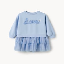 F&F Girls Tulle Skirt Sweat Dress in Blue