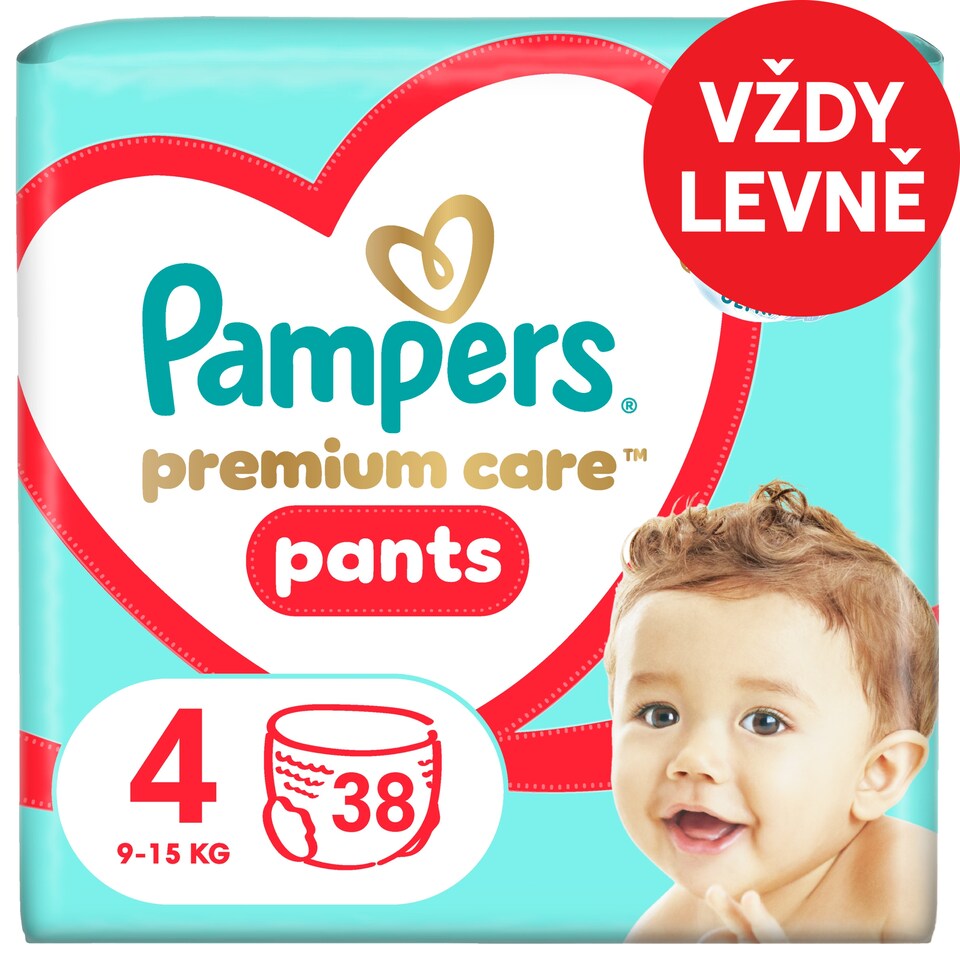 Obrázek 1 pro produkt Plenkové Kalhotky Pampers Premium Care Velikost 4, 38 Plenky, 9kg-15kg