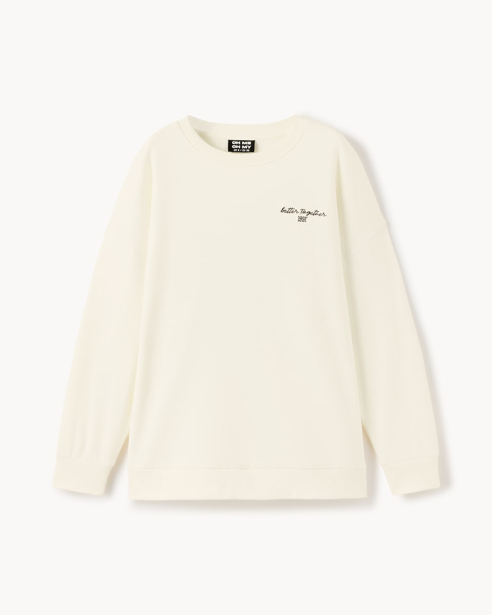 image 1 of OH ME OH MY Cotton Rich Graphic Sweatshirt in Cream