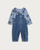 image 1 of F&F Baby 2-Piece Pure Cotton Bodysuit and Dungarees Set in Blue