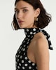 image 1 of F&F Satin Polka Dot Halterneck Midi Dress in Black