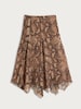 image 4 of F&F Snake Print Handkerchief Hem Midi Skirt in Multi Brown