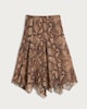 image 4 of F&F Snake Print Handkerchief Hem Midi Skirt in Multi Brown