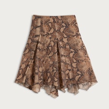 F&F Snake Print Handkerchief Hem Midi Skirt in Multi Brown
