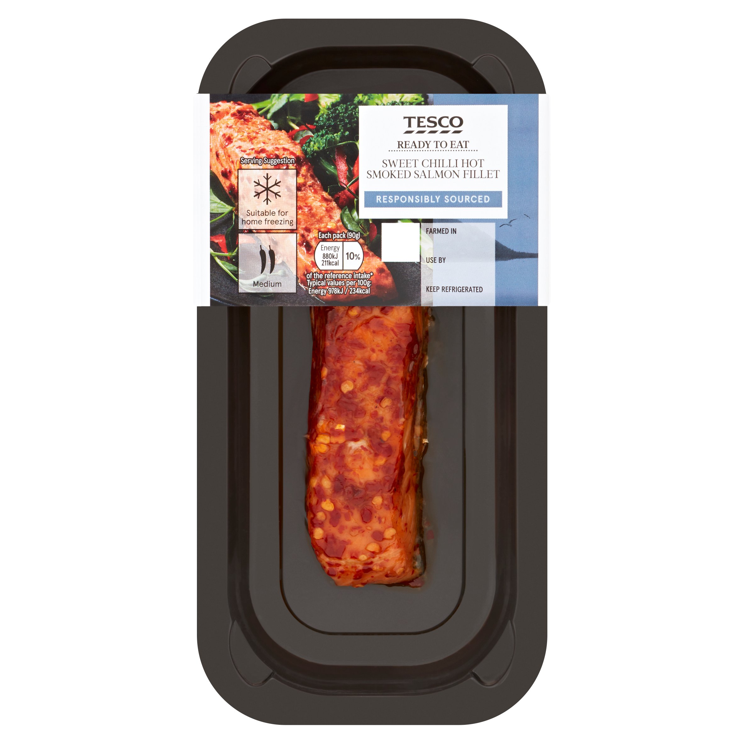 Tesco Hot Smoked Salmon Fillet With Chilli 90G