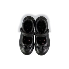 F&F School Girls Heart Detail Mary Jane Shoes in Black