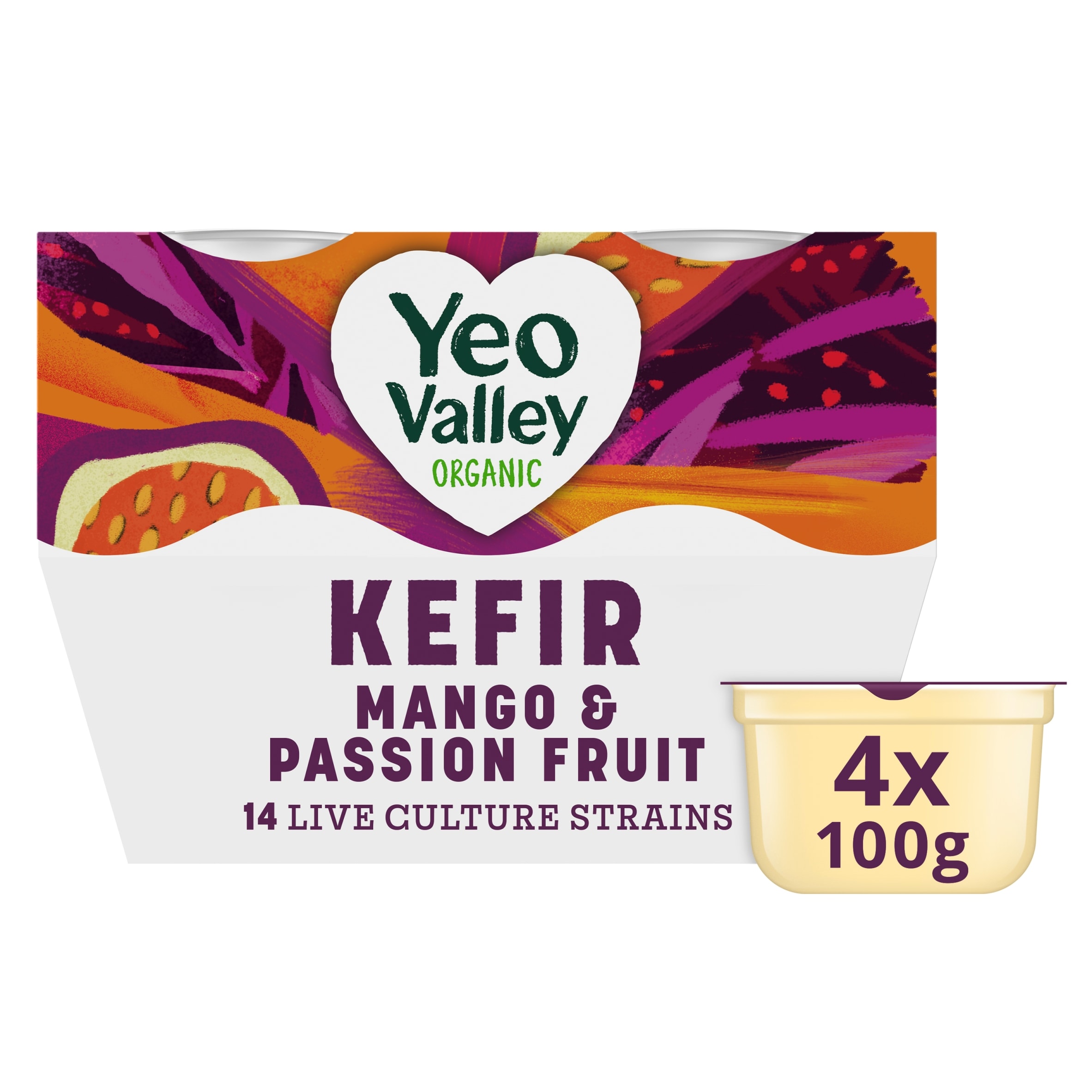 Yeo Valley Organic Kefir - Mango & Passion Fruit 4 x 100g