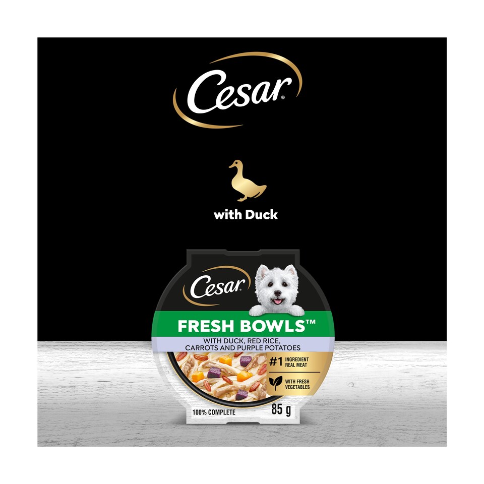 image 1 of CESAR Dog Food Fresh bowls with Duck Red Rice Carrots and Purple Potatoes 85g