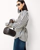 image 3 of F&F Striped Tie Waist Shirt in Multi Blue