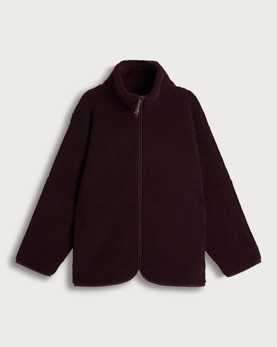 image 1 of F&F Fleece Zip Through Pyjama Jacket in Burgundy
