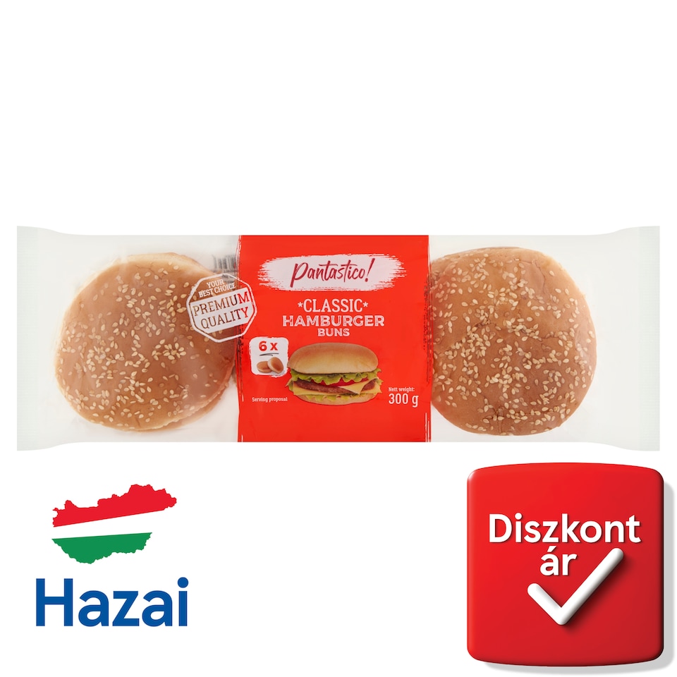 Pantastico! Classic szezámmaggal szórt hamburgerzsemle 6 db 300 g