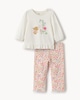 image 1 of F&F Baby 2-Piece Cotton Rich Bunny Floral Top and Leggings Set in Cream