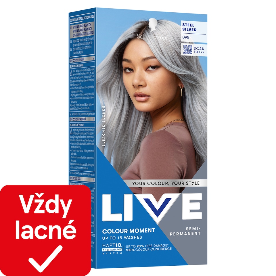 Schwarzkopf Live Colour Moment farba na vlasy 098 oceľovo strieborná