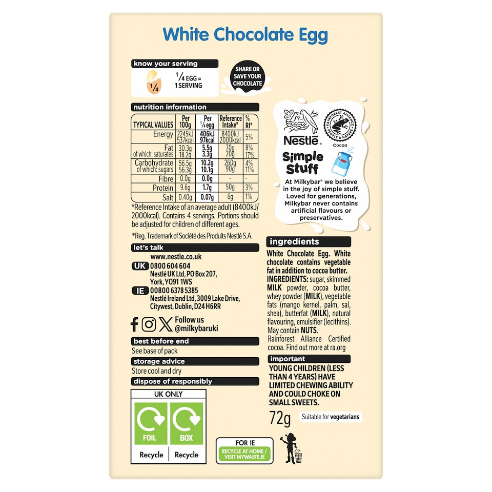 image 1 of Milky Bar Easter Egg 72g