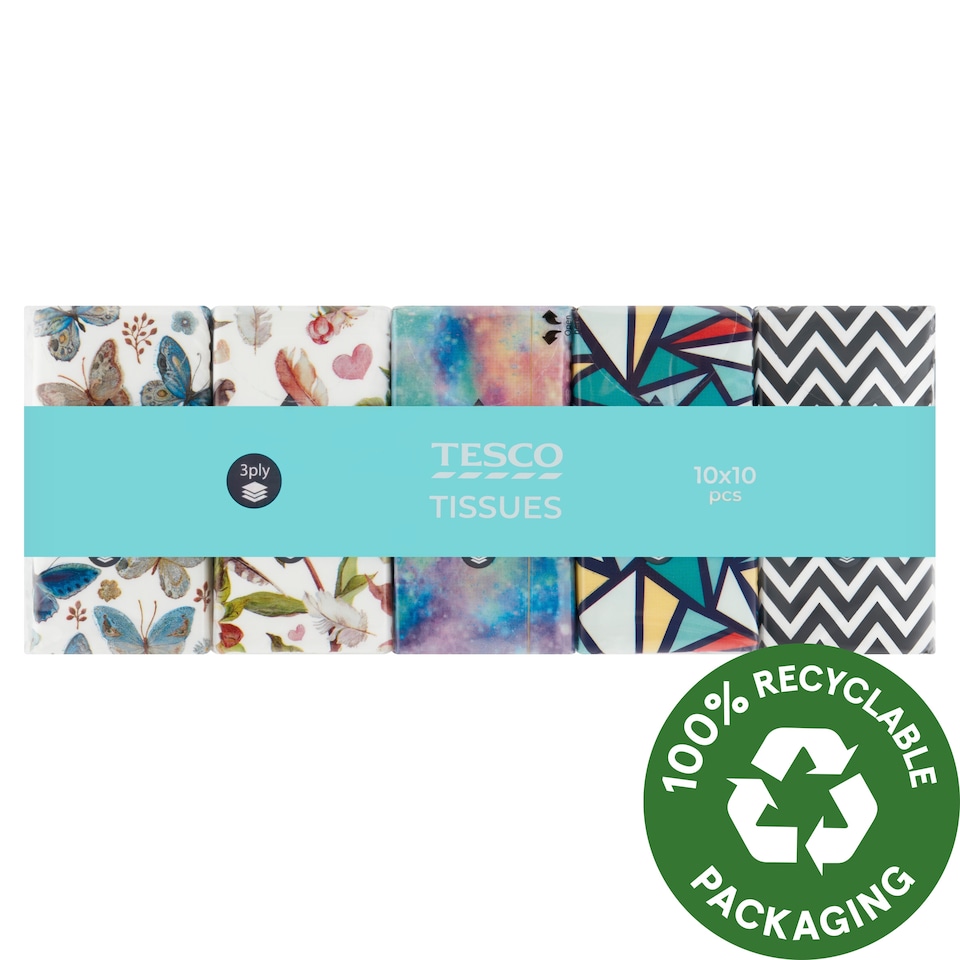 Tesco Papierové vreckovky 3 vrstvy 10 x 10 ks