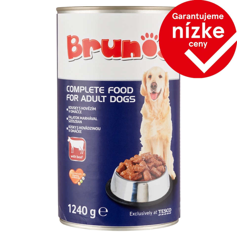 Brunos Kompletné krmivo pre dospelé psy kúsky s hovädzinou v omáčke 1240 g