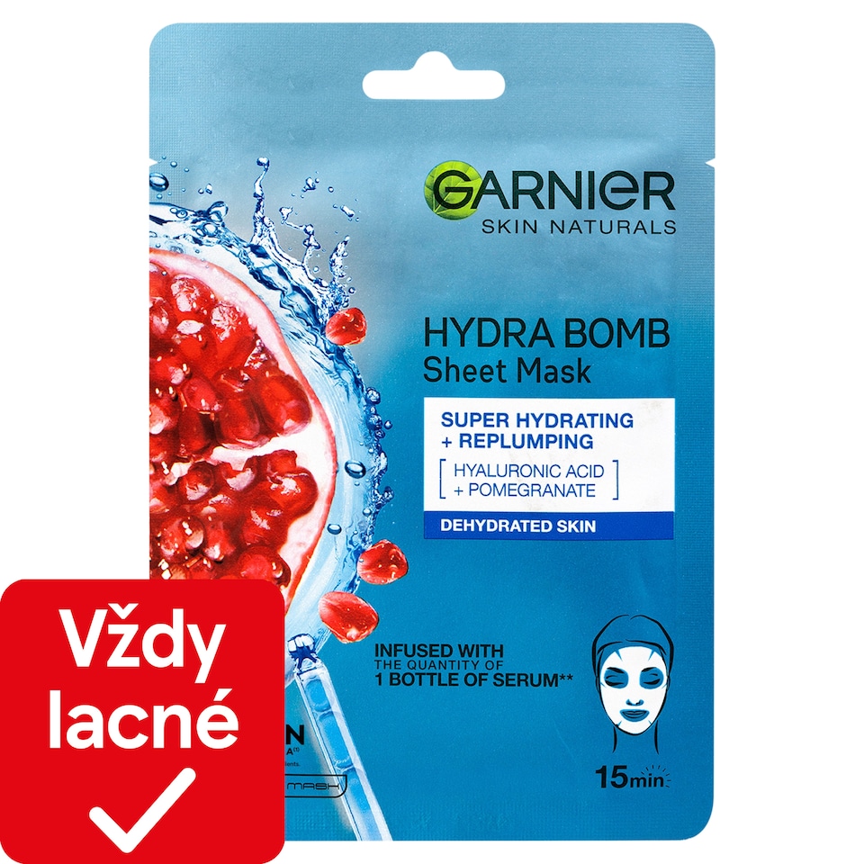 Garnier Skin Naturals Hydrating Replumping Tissue Mask with pomegranate extract, 28 g