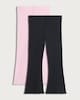 image 4 of F&F Girls 2-Pack Cotton Rich Ribbed Flared Leggings in Multi Pink
