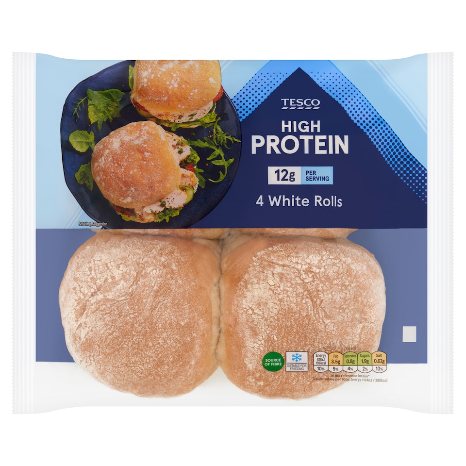 Tesco High Protein 4 White Rolls