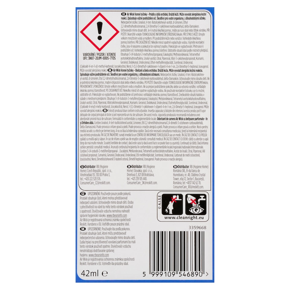 image 1 of Air Wick Reed Diffuser Linen & White Orchid 42ml
