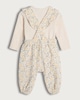 image 2 of F&F Baby 2-Piece Cotton Rich Floral Print Dungarees and Bodysuit Set in Neutral