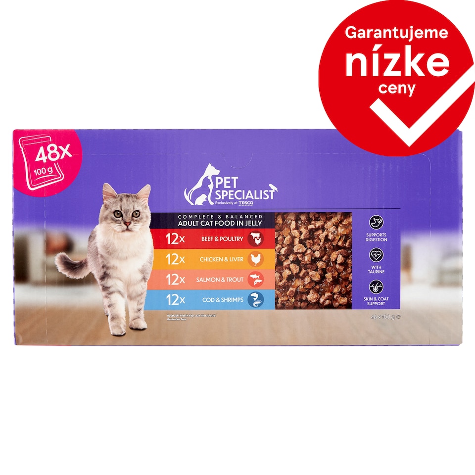 Pet Specialist Kompletné krmivo pre dospelé mačky v želé 48 x 100 g (4800 g)