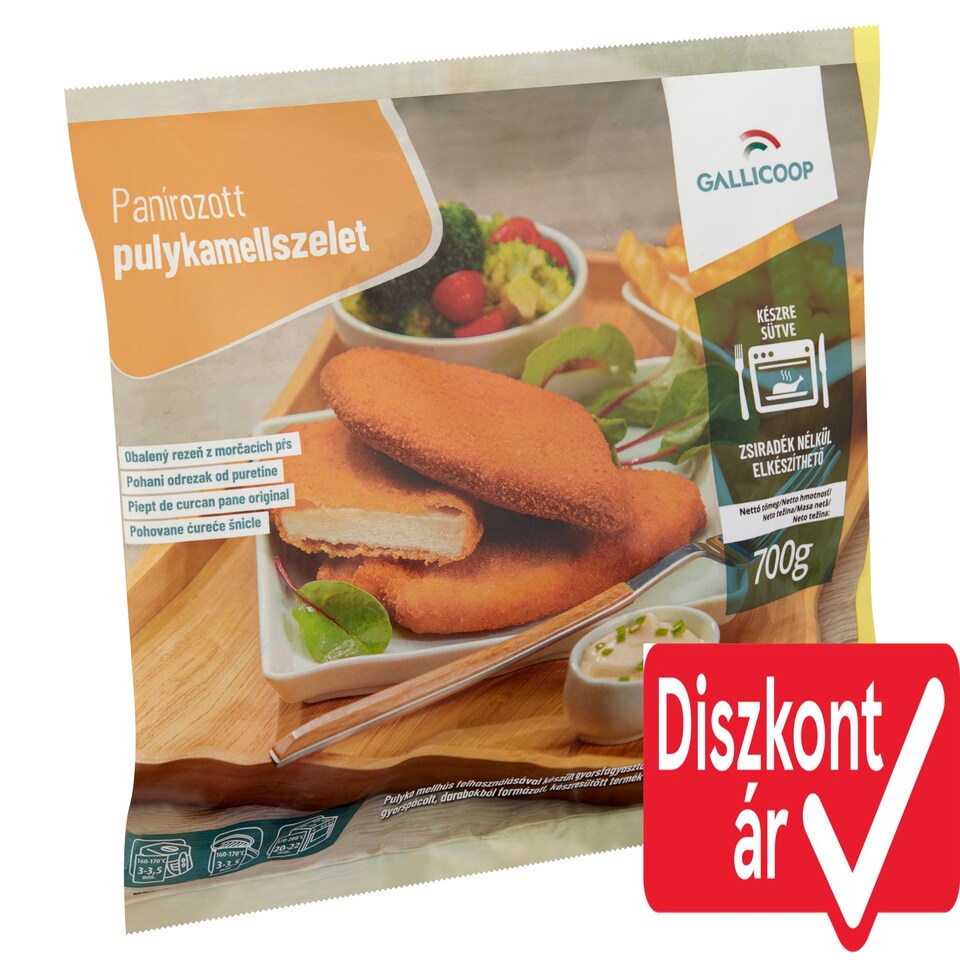 Gallicoop gyorsfagyasztott panírozott pulykamellszelet 700 g