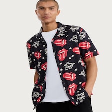 Rolling Stones Tongue Print Shirt in Black