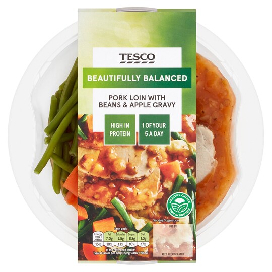 Tesco Pork Loin With Beans & Apple Gravy 390G Tesco Groceries