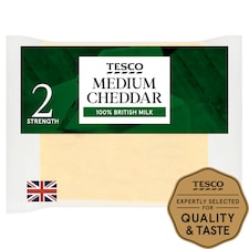 Tesco British Medium Cheddar Cheese 220G