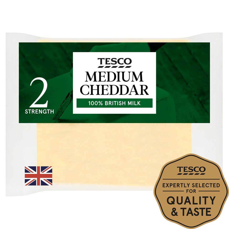 Tesco British Medium Cheddar Cheese 220G
